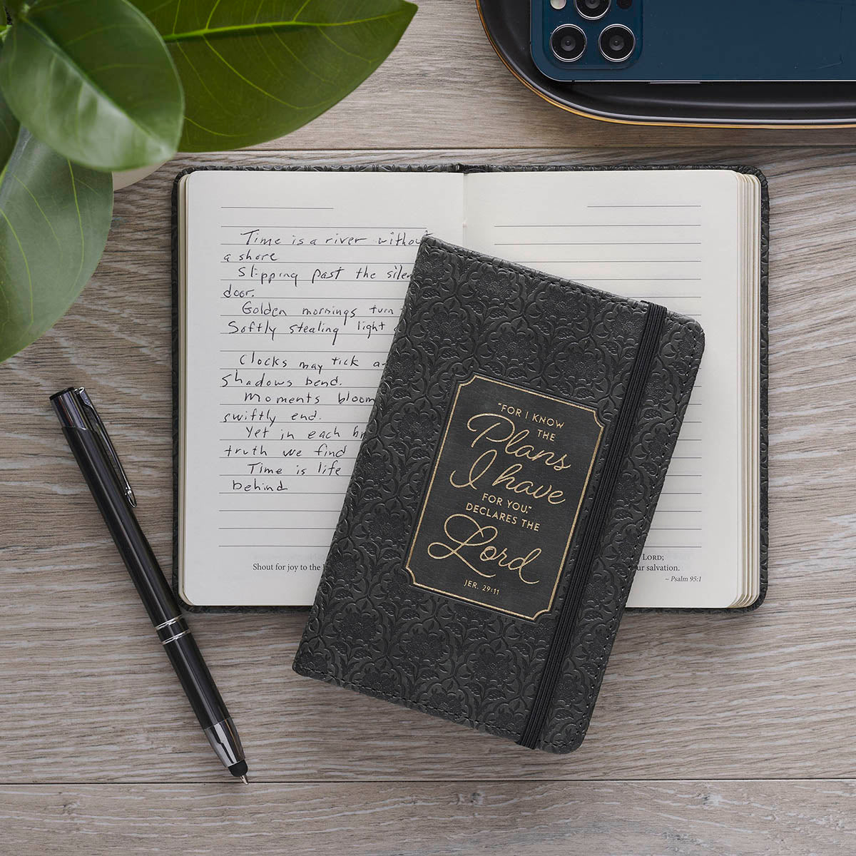 I Know the Plans Graphite Gray Faux Leather Hardcover Notebook with Elastic Closure - Jeremiah 29:11 - Image 5