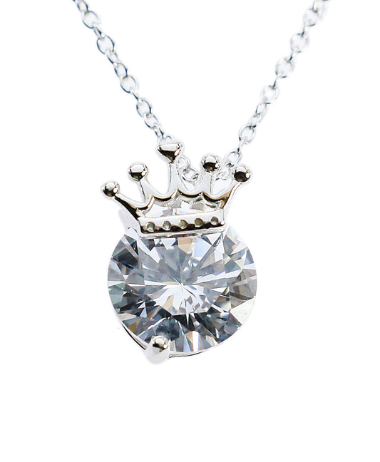 JM Faith Sterling Silver CZ Crown Necklace