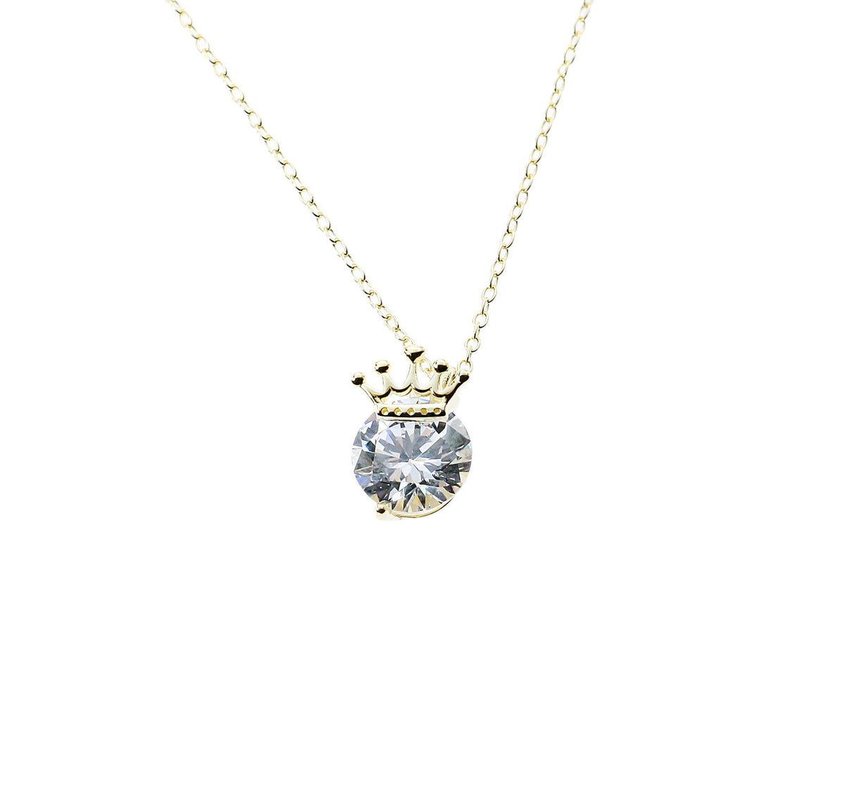 JM Faith Sterling Silver CZ Crown Necklace