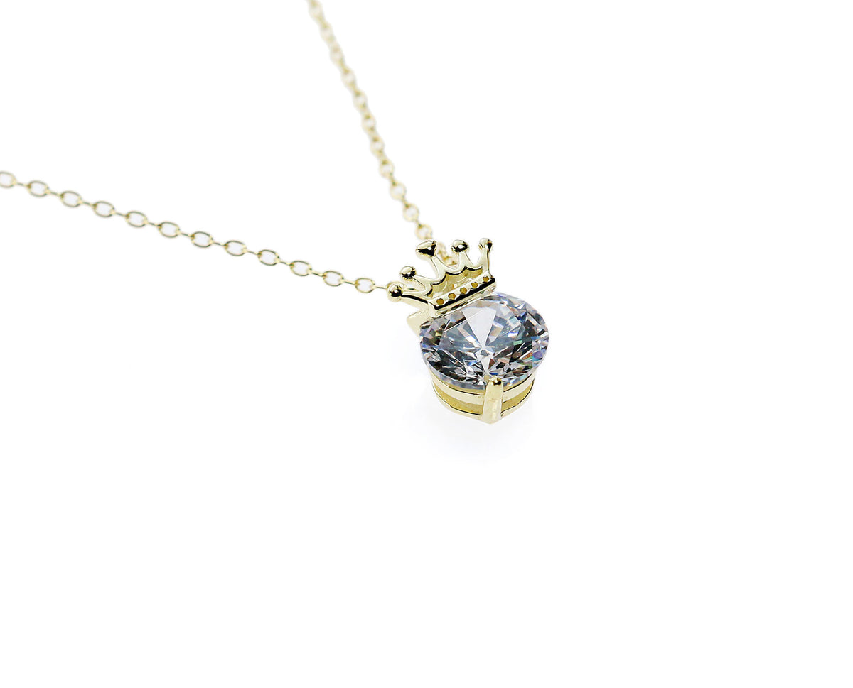 JM Faith Sterling Silver CZ Crown Necklace