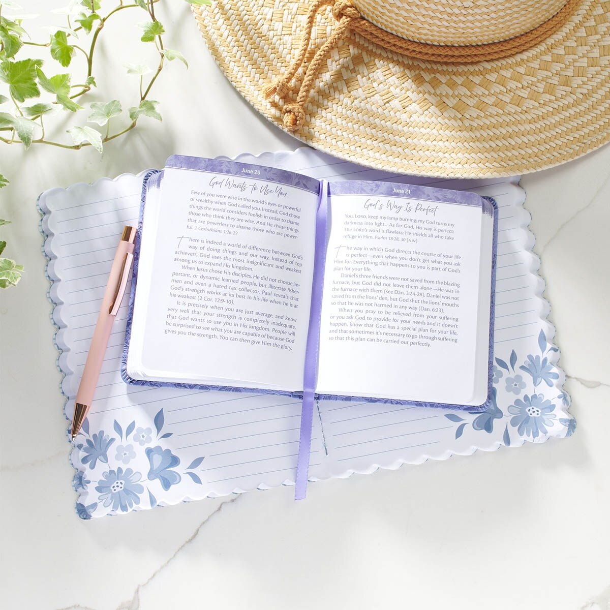 One-Minute Devotions®: Daily Encouragement for Women Purple Floral Faux Leather Devotional