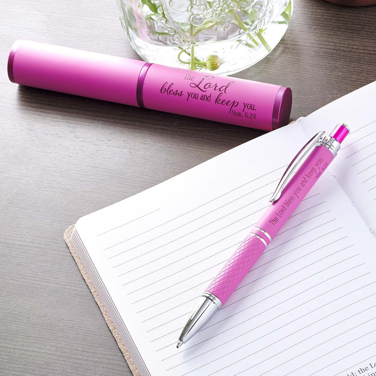 The Lord Bless You, Pink - Numbers 6:24 Gift Pen in Case