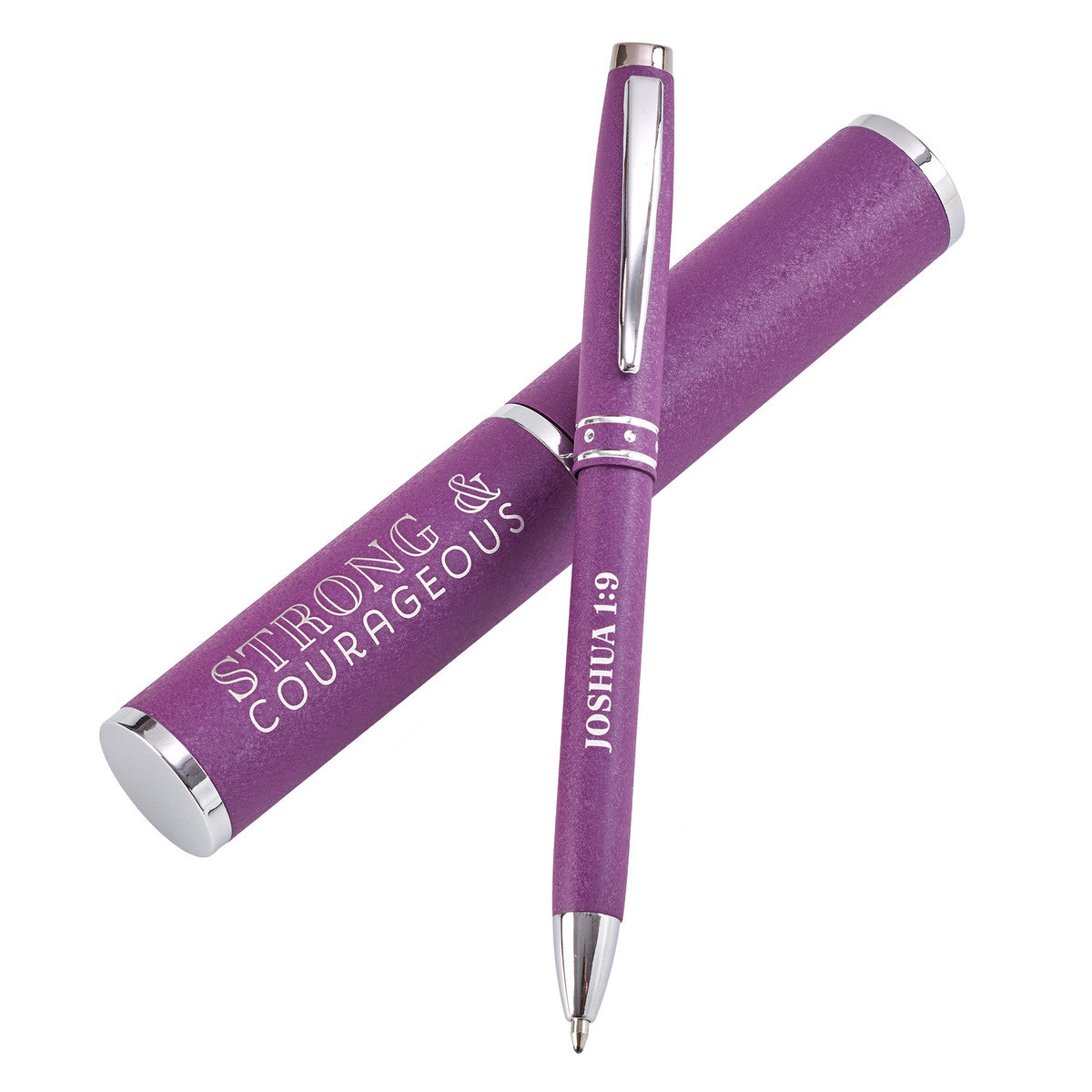 Strong &amp; Courageous Purple Gift Pen – Joshua 1:9