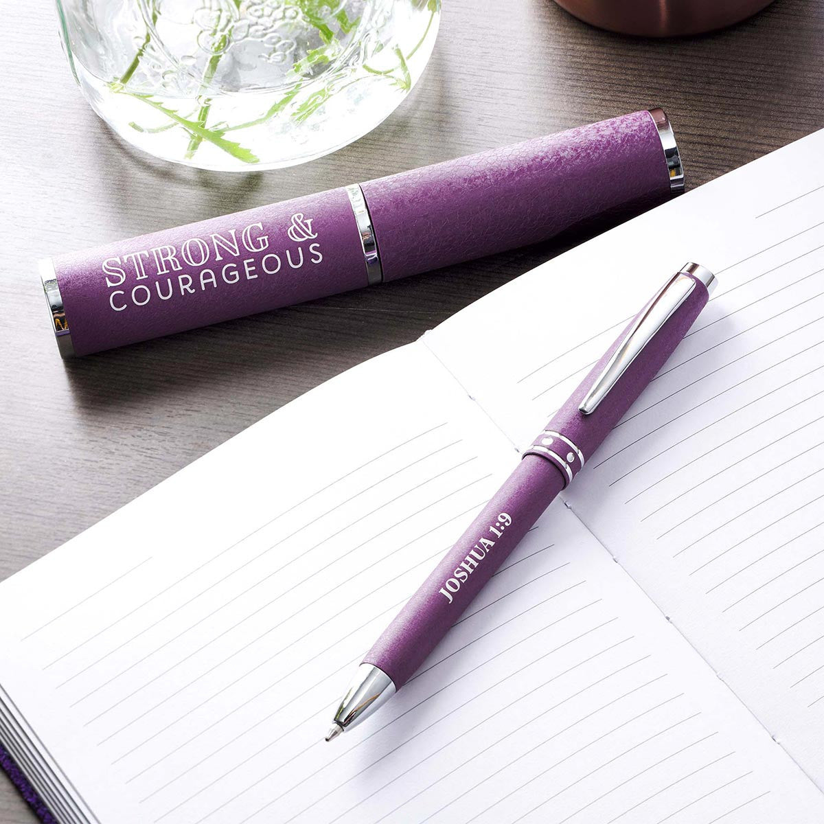 Strong &amp; Courageous Purple Gift Pen – Joshua 1:9