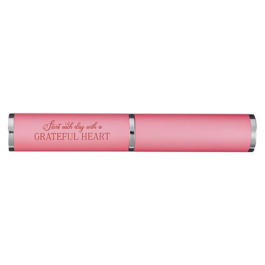 Pink Grateful Heart Stylish Pen and Case Gift Set - Image 2