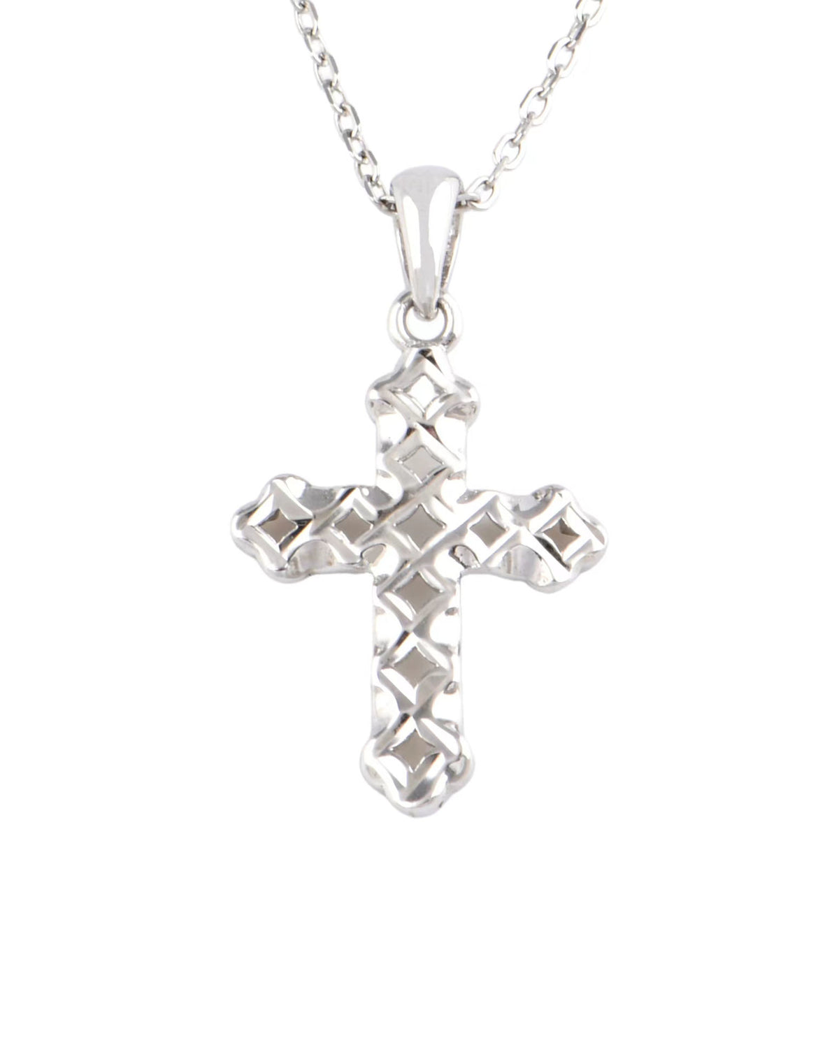 十字架頸鏈 - Tiny Diamond Cut Cross Sterling Silver Pendant Necklace