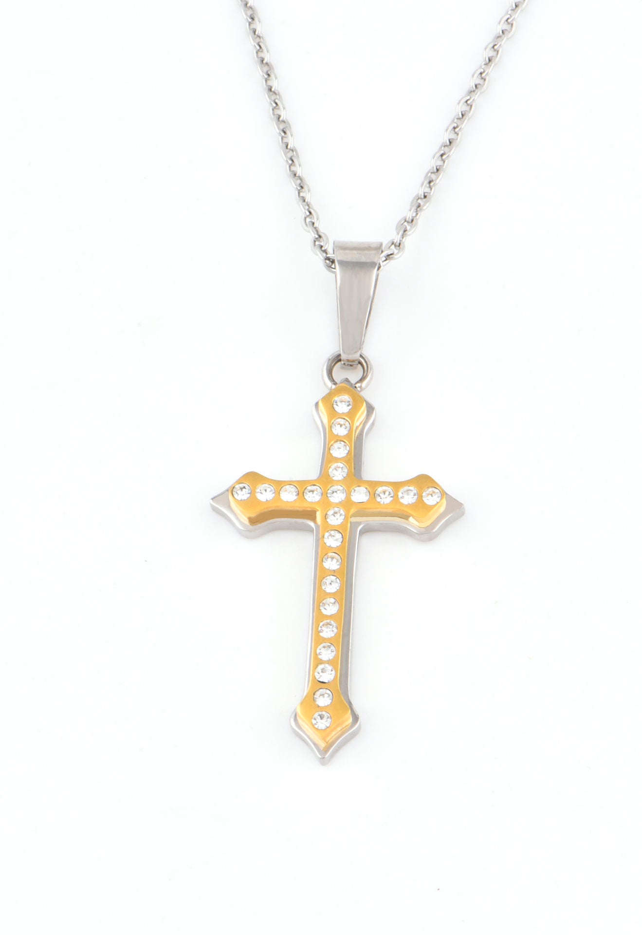 Two-color double-layer white stone cross hanging nozzle (Stainless steel)
