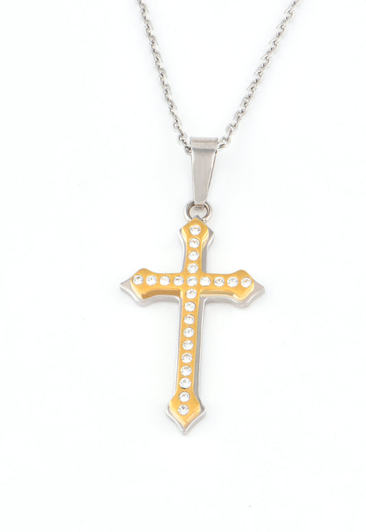 Two-color double-layer white stone cross hanging nozzle (Stainless steel)