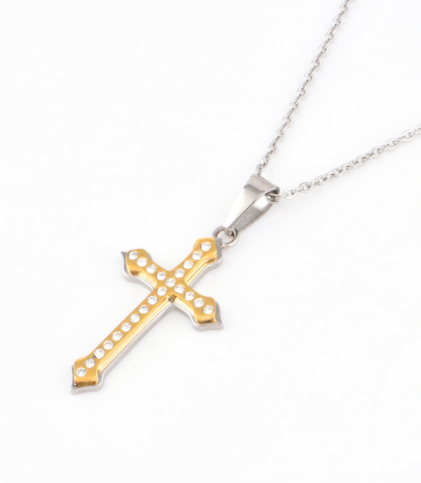 Two-color double-layer white stone cross hanging nozzle (Stainless steel)