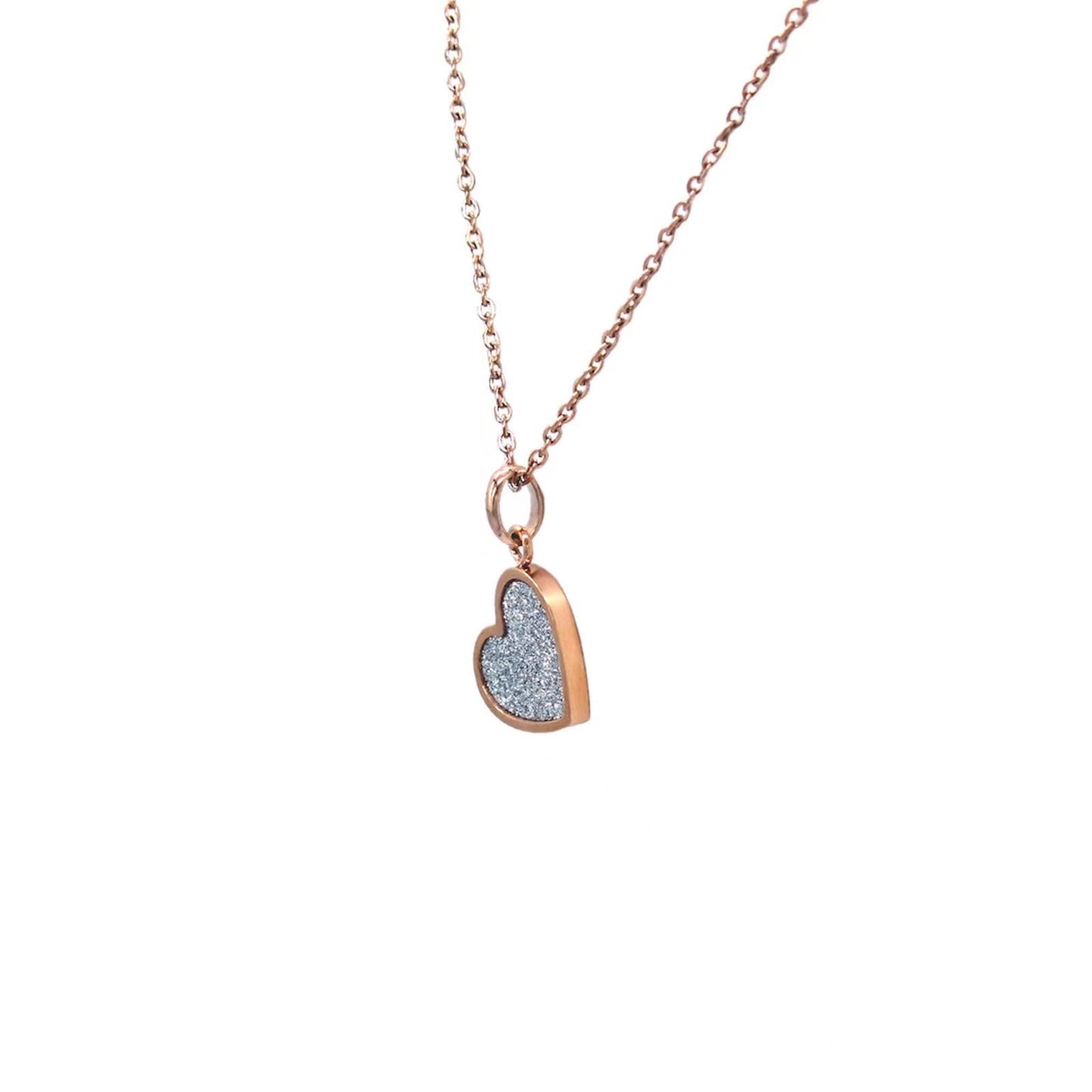 Blinking Heart Inspired Steel Necklace (Rose Gold)
