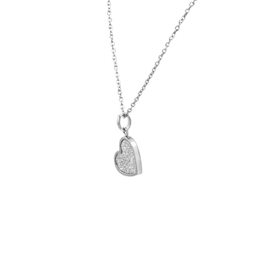 Blinking Heart Inspired Steel Necklace (Silver)