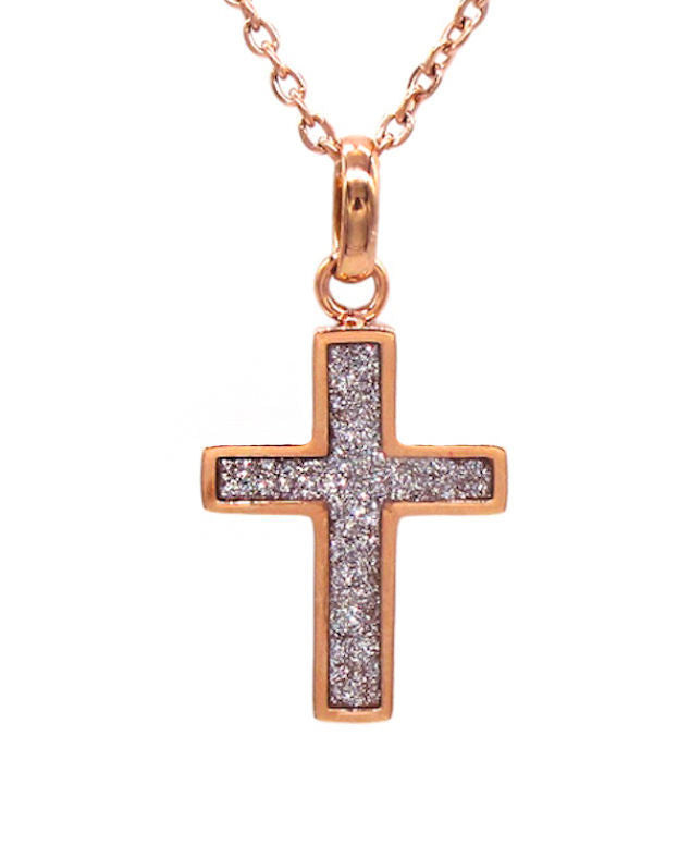 十字架頸鏈 - Blinking Cross Inspired Steel Necklace (Rose Gold)