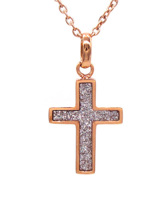 十字架頸鏈 - Blinking Cross Inspired Steel Necklace (Rose Gold)