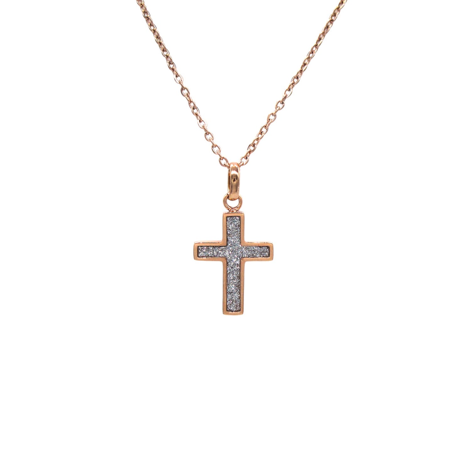 十字架頸鏈 - Blinking Cross Inspired Steel Necklace (Rose Gold)