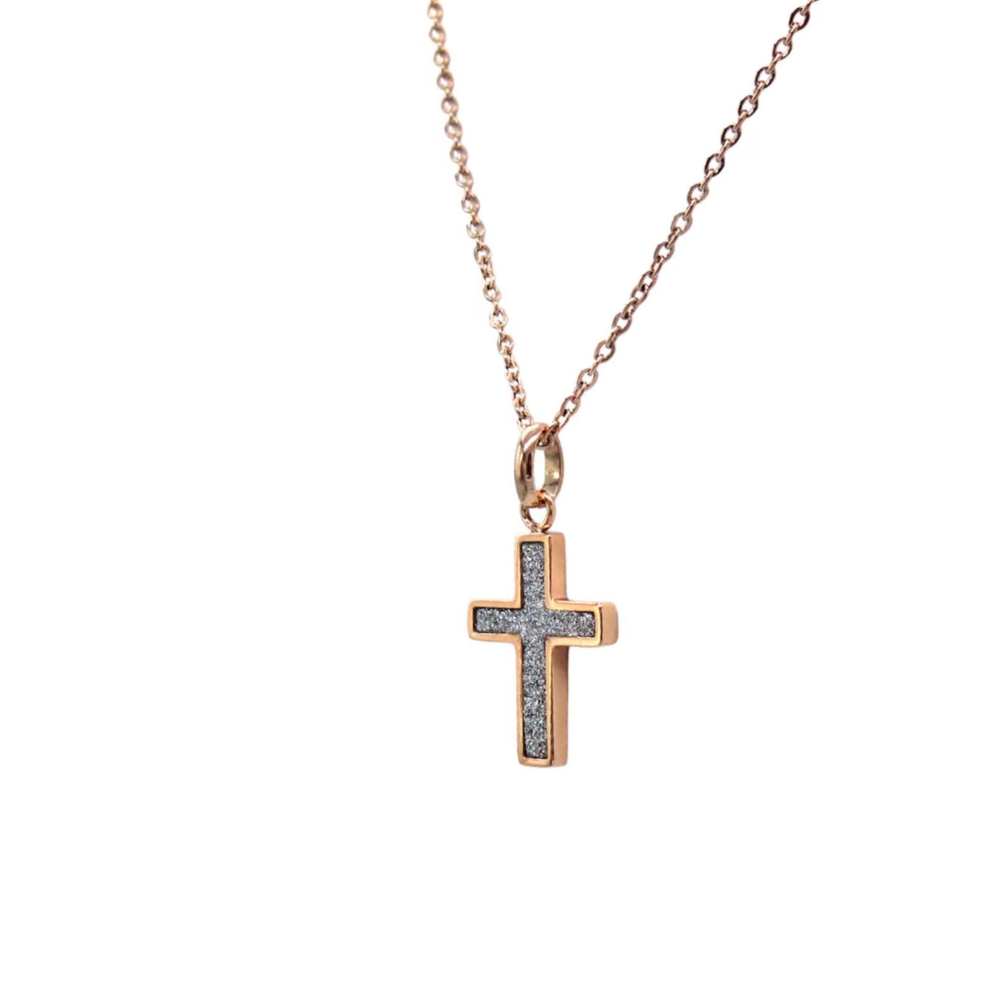 十字架頸鏈 - Blinking Cross Inspired Steel Necklace (Rose Gold)