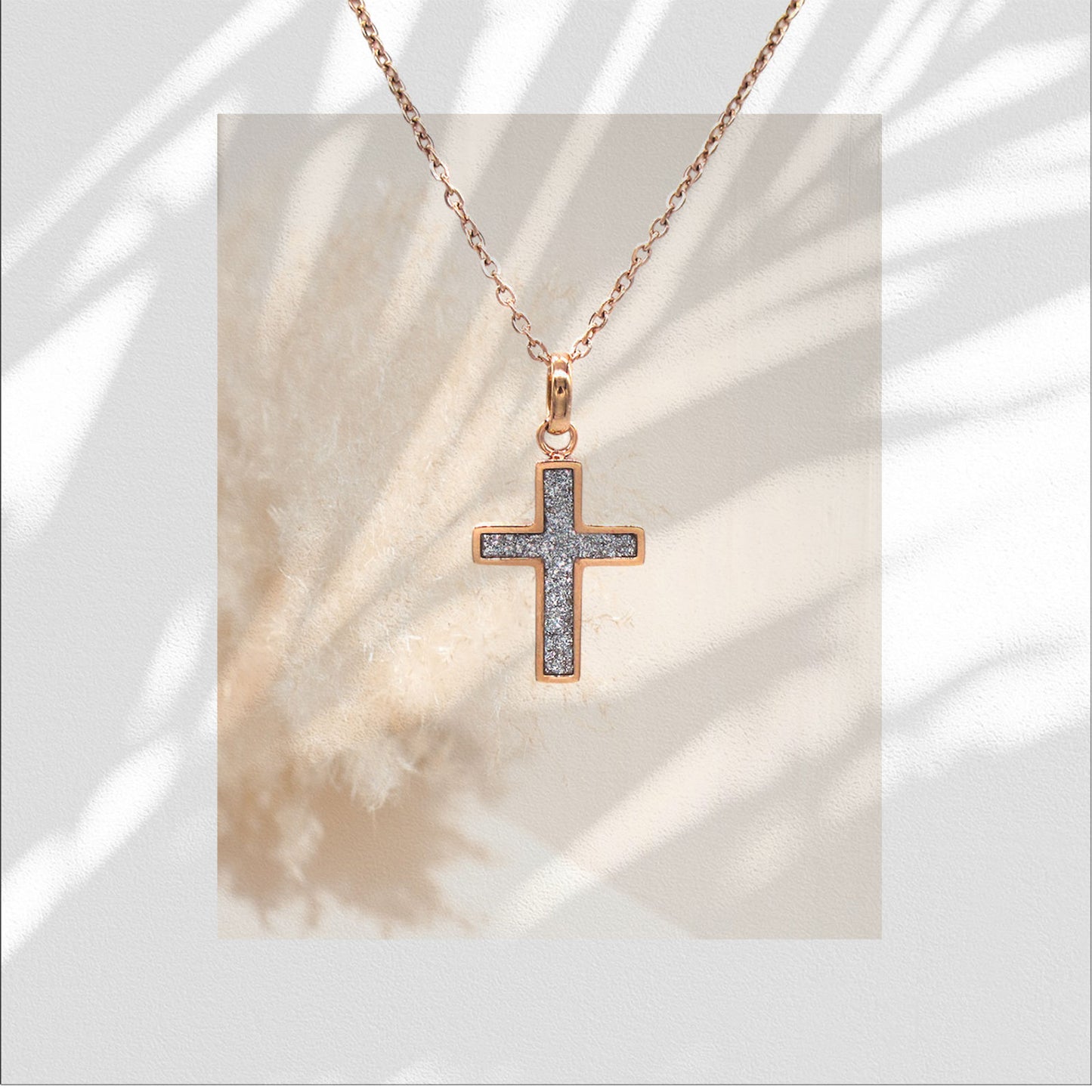十字架頸鏈 - Blinking Cross Inspired Steel Necklace (Rose Gold)