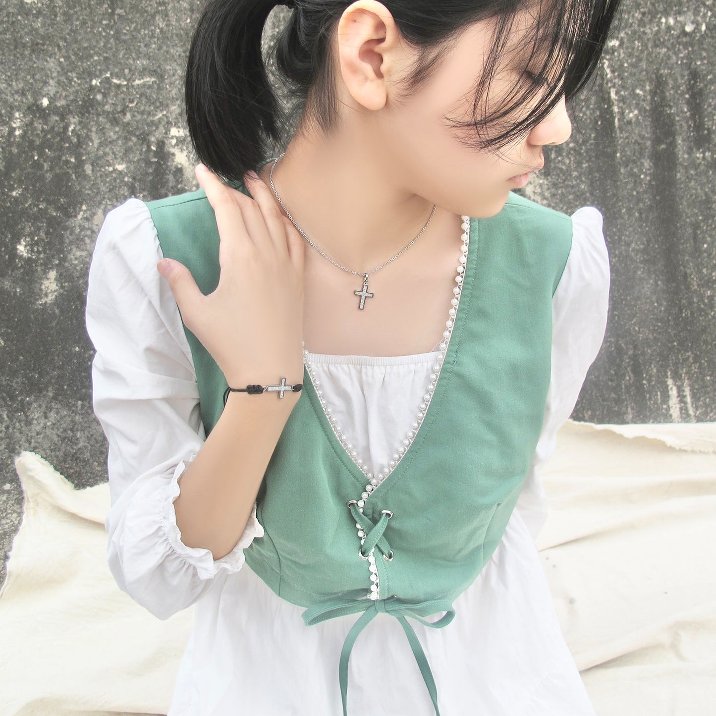 十字架頸鏈 - Blinking Cross Inspired Steel Necklace (Rose Gold)