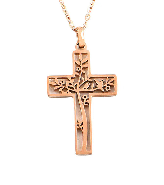 十字架頸鏈 - Tree of Life Cross Necklace (Rose Gold)