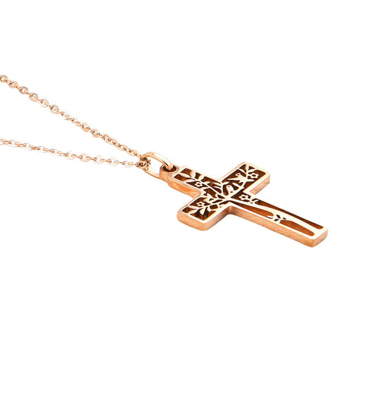 十字架頸鏈 - Tree of Life Cross Necklace (Rose Gold)