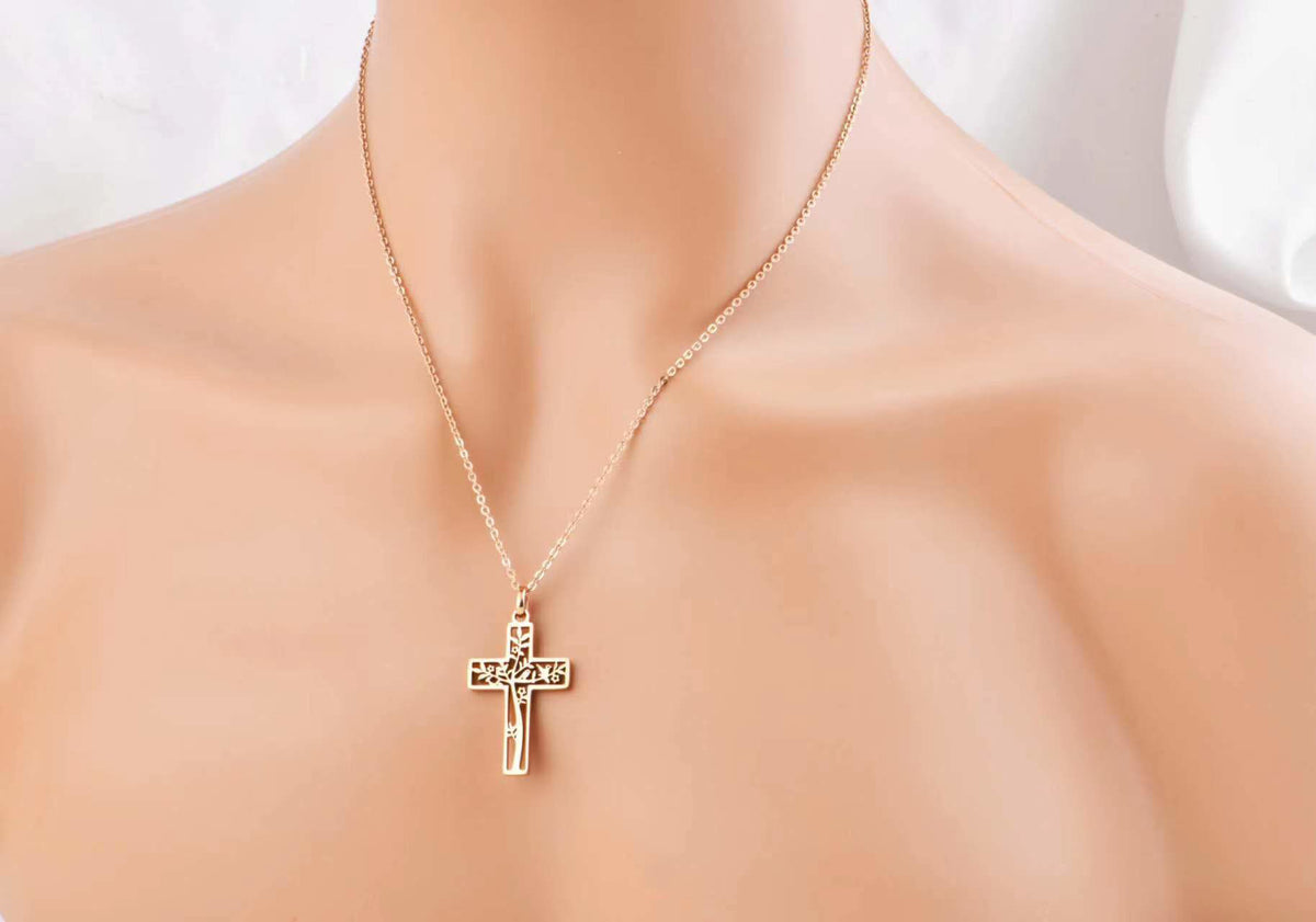 十字架頸鏈 - Tree of Life Cross Necklace (Rose Gold)