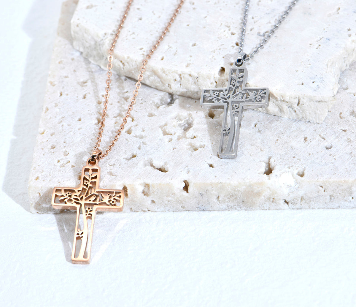 十字架頸鏈 - Tree of Life Cross Necklace (Rose Gold)