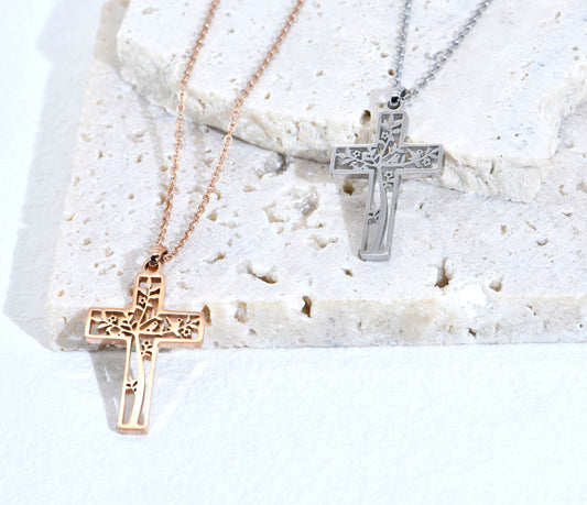 十字架頸鏈 - Tree of Life Cross Necklace (Silver)