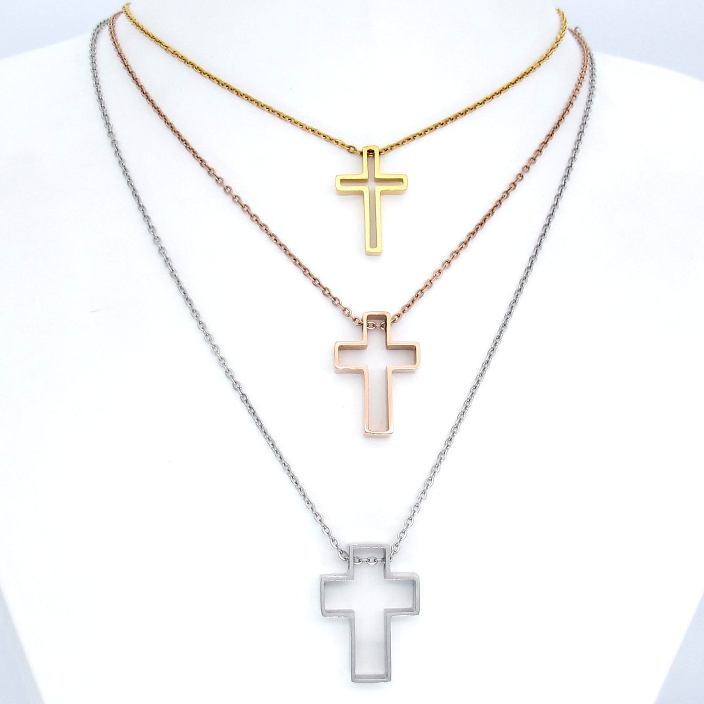 十字架頸鏈 - Wholly Blessings Cross Necklace (Silver+Rose Gold+Gold Three colors)