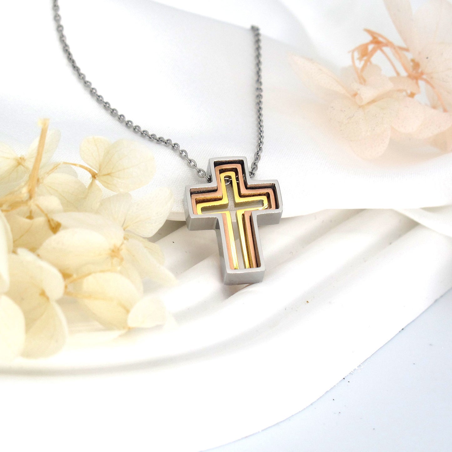 十字架頸鏈 - Wholly Blessings Cross Necklace (Silver+Rose Gold+Gold Three colors)