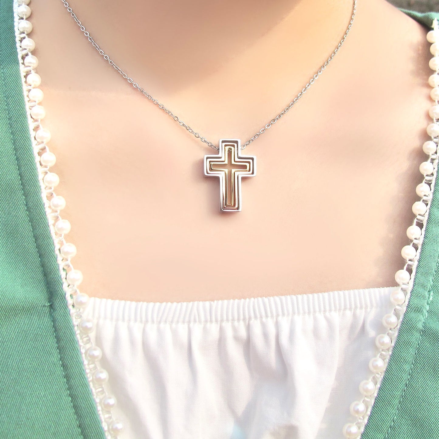 十字架頸鏈 - Wholly Blessings Cross Necklace (Silver+Rose Gold+Gold Three colors)