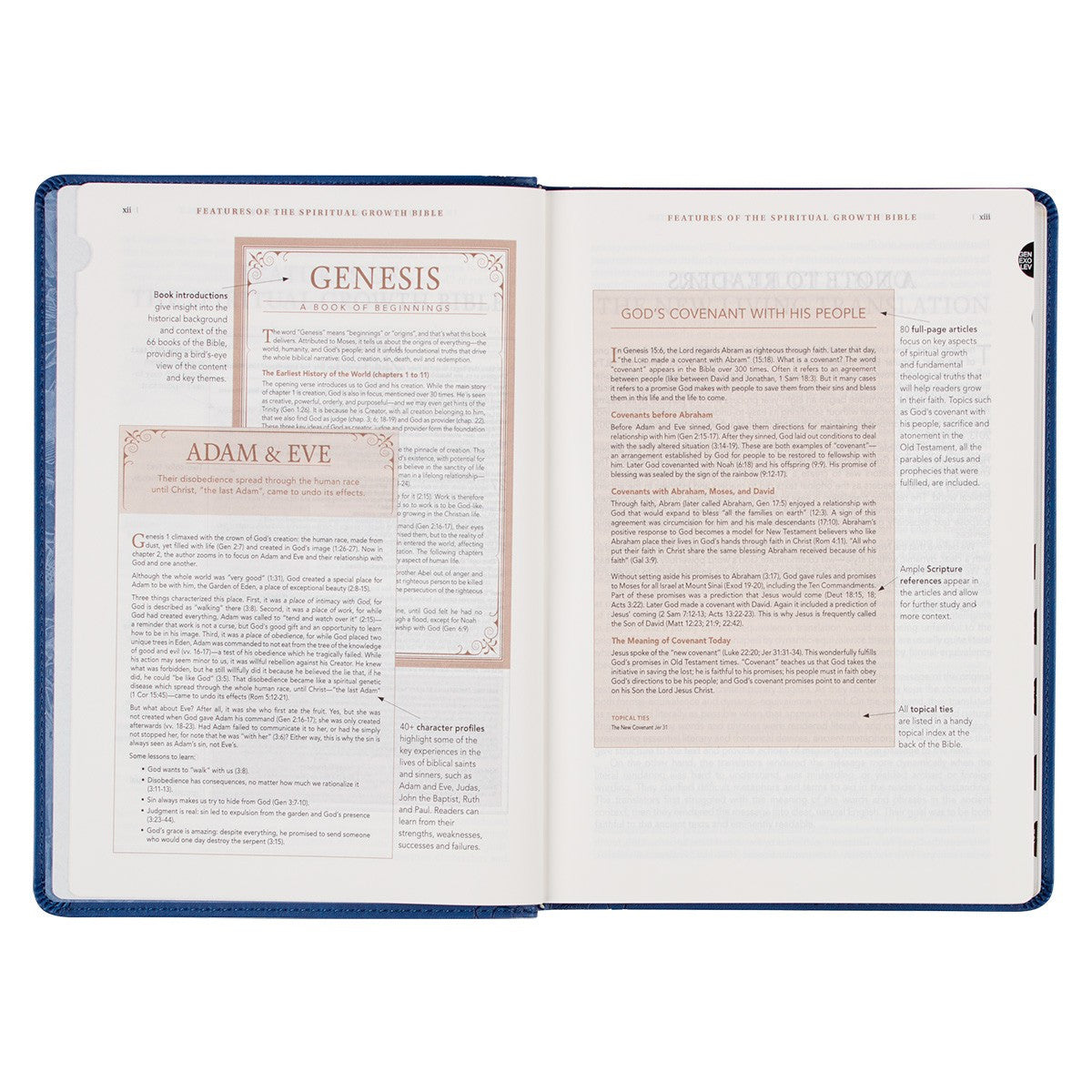 Navy Blue Faux Leather Spiritual Growth Bible