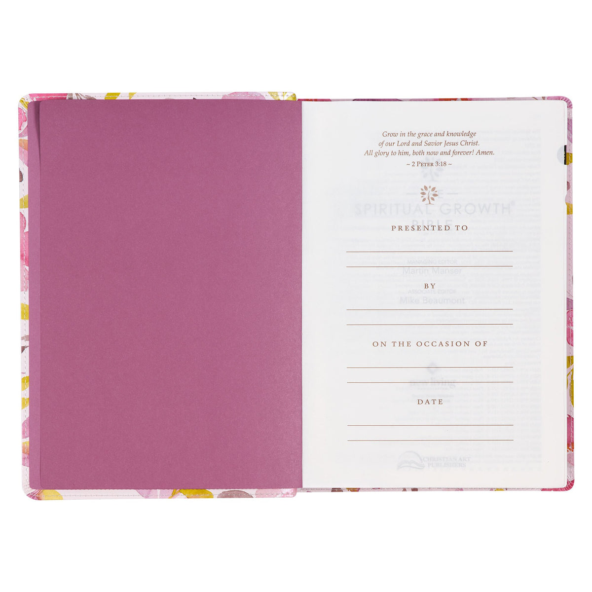 Pink Floral Faux Leather Spiritual Growth Bible - Image 4