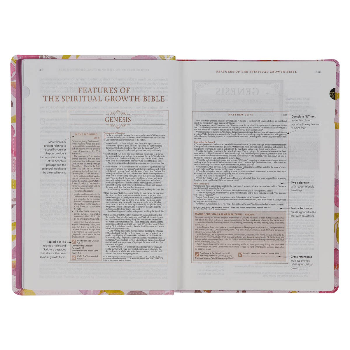 Pink Floral Faux Leather Spiritual Growth Bible - Image 5