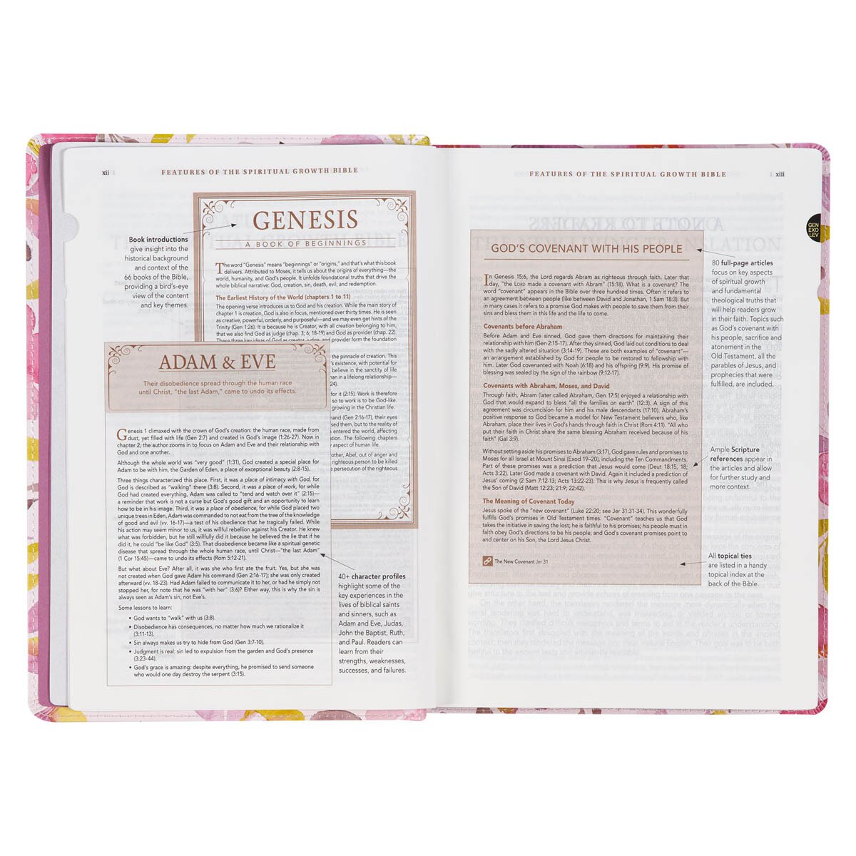 Pink Floral Faux Leather Spiritual Growth Bible - Image 6