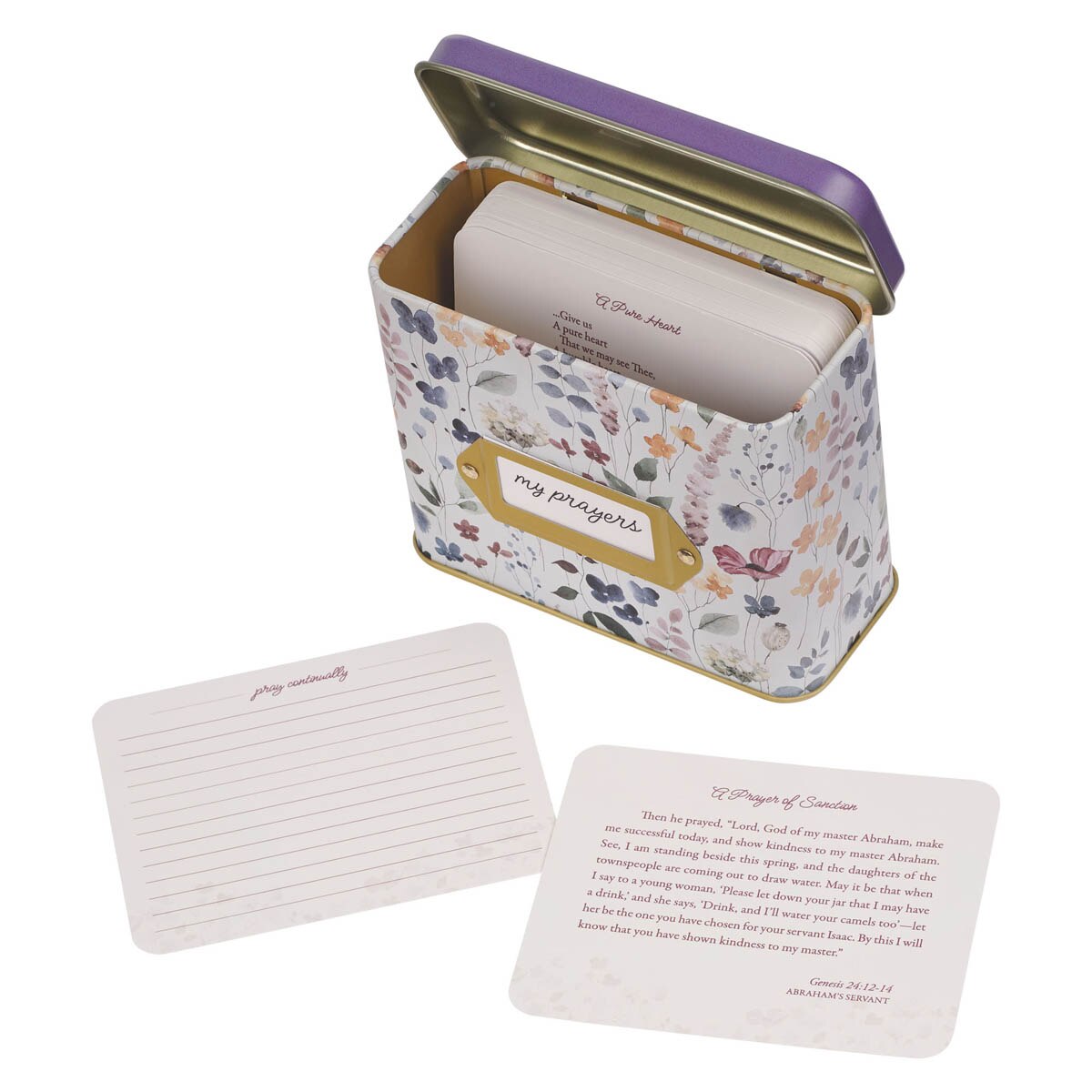 Love the Lord Purple Wildflower Prayer Cards in Tin - Matthew 22:37 - Image 3