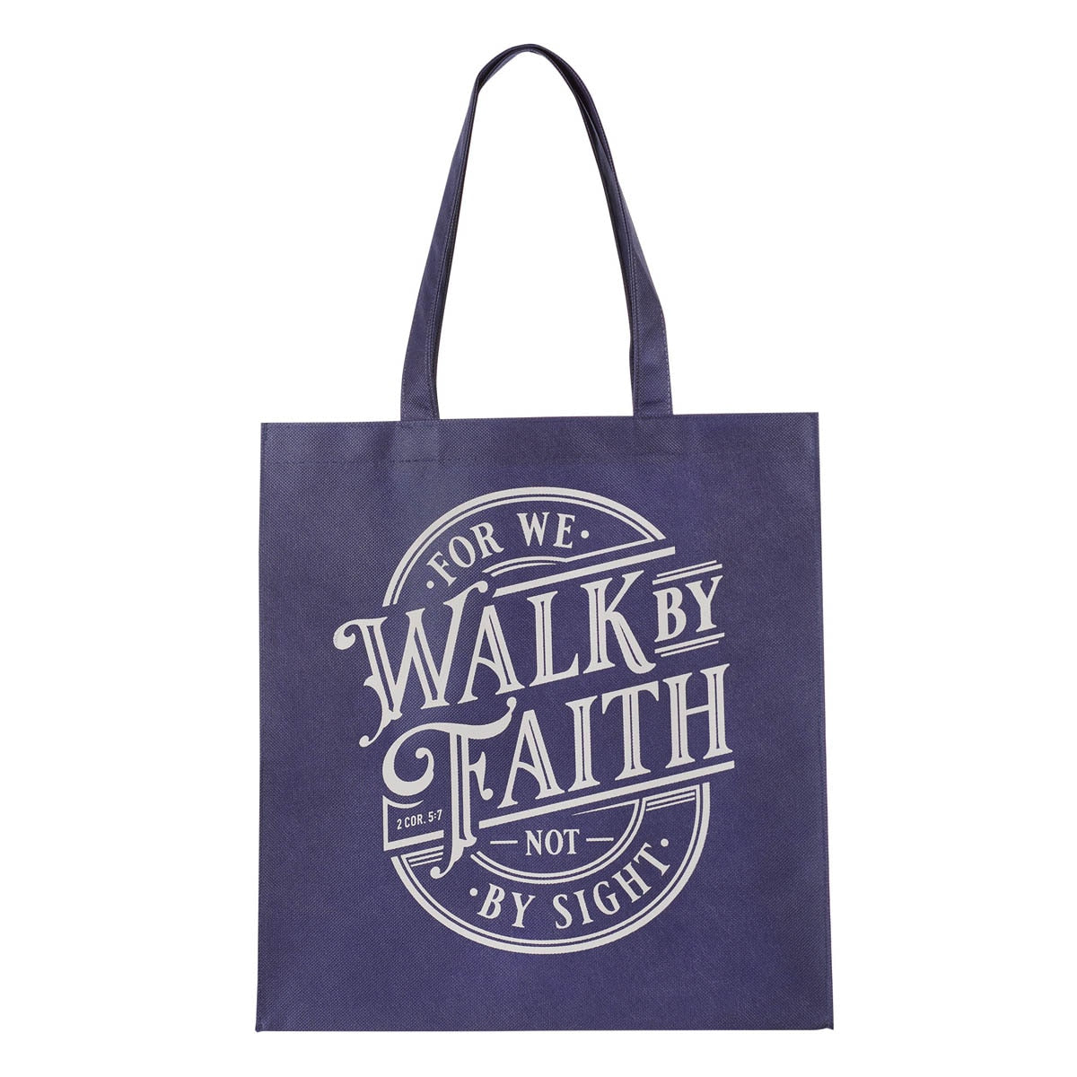 Walk By Faith Blue Reusable Non-woven Shopping Bag - 2 Corinthians 5:7 - Image 2