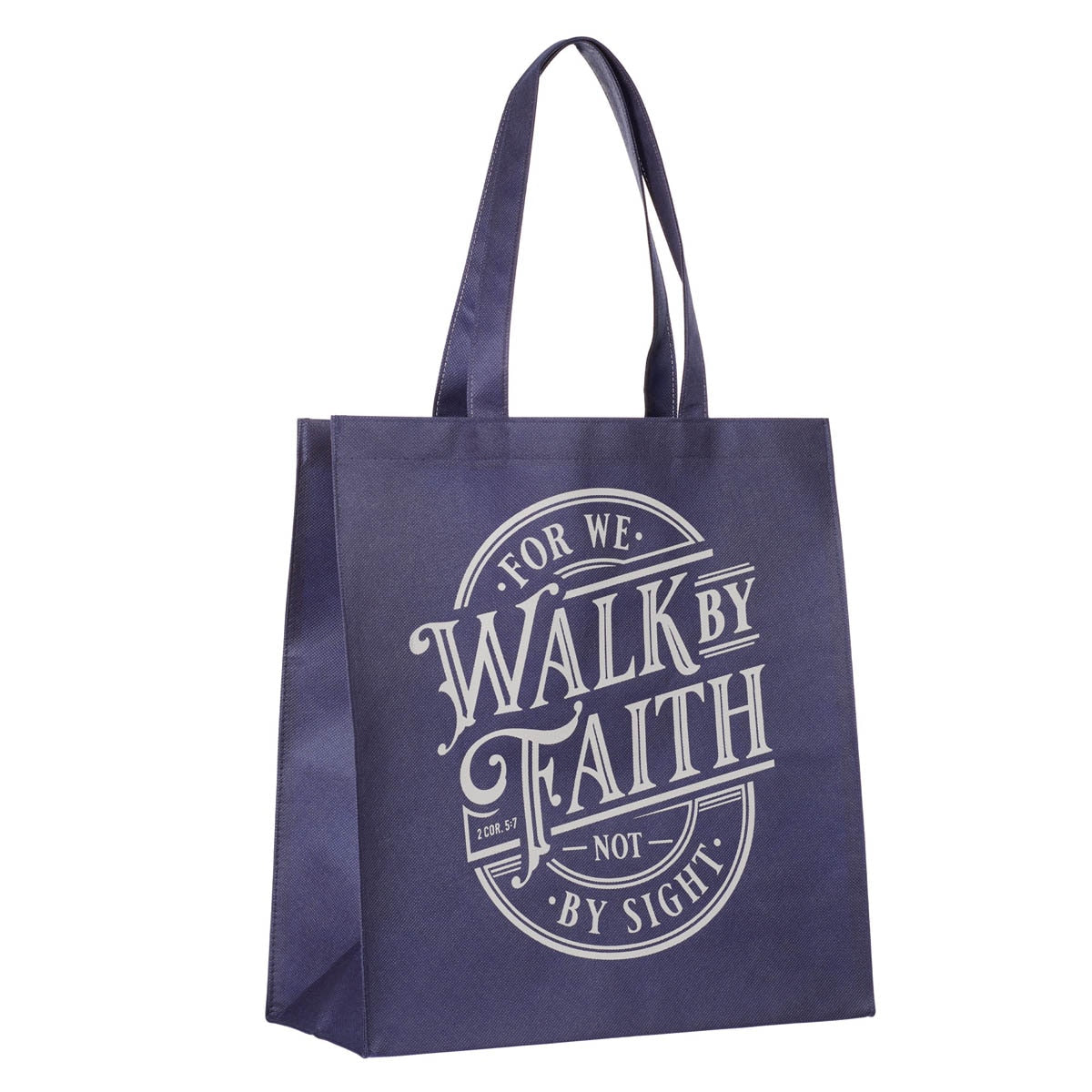Walk By Faith Blue Reusable Non-woven Shopping Bag - 2 Corinthians 5:7 - Image 3