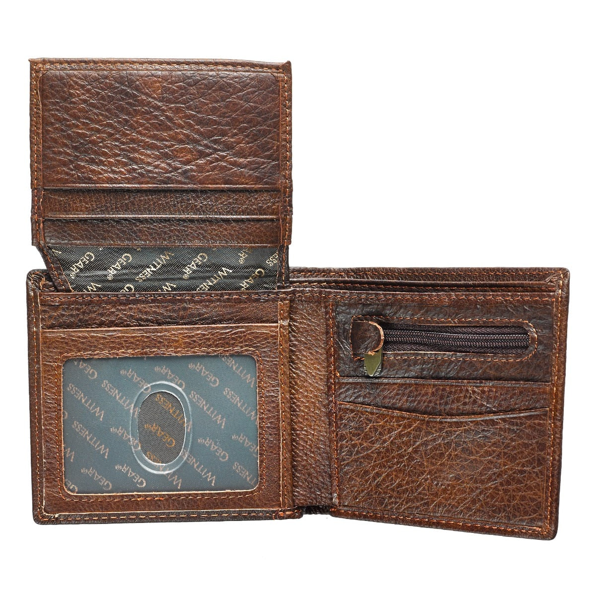 Strong and Courageous Two-tone Brown Full Grain Leather Wallet - Joshua 1:9 - Image 5