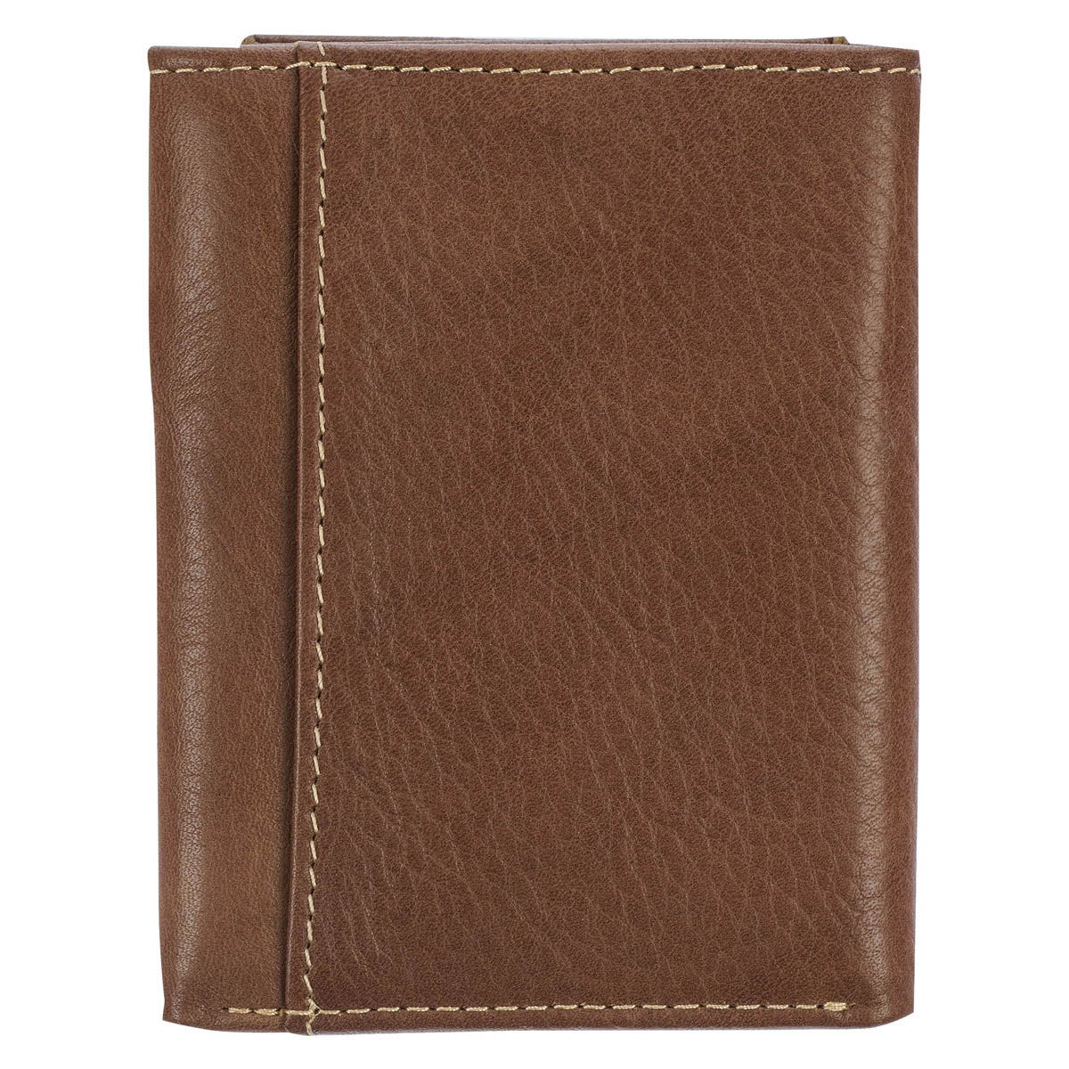 Ichthus Fish Brown Genuine Leather Trifold Wallet - Image 2