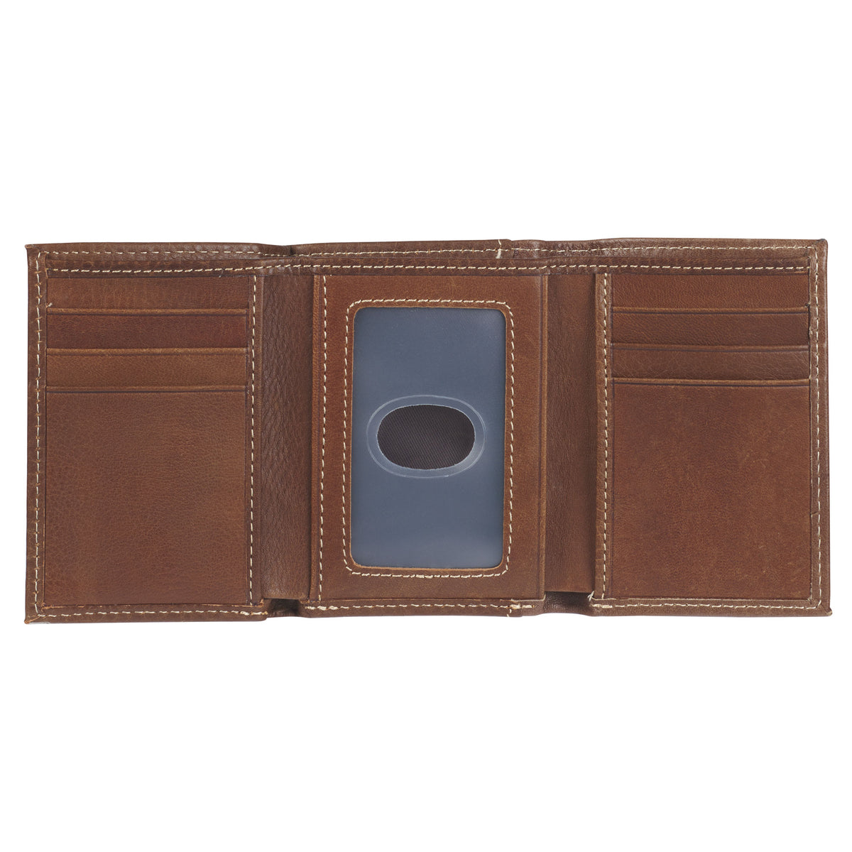 Ichthus Fish Brown Genuine Leather Trifold Wallet - Image 3