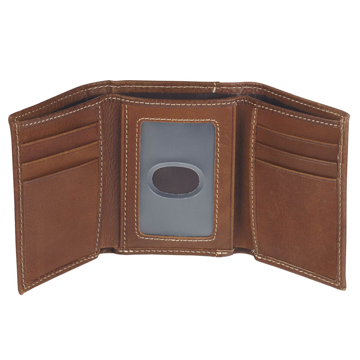 Ichthus Fish Brown Genuine Leather Trifold Wallet - Image 4