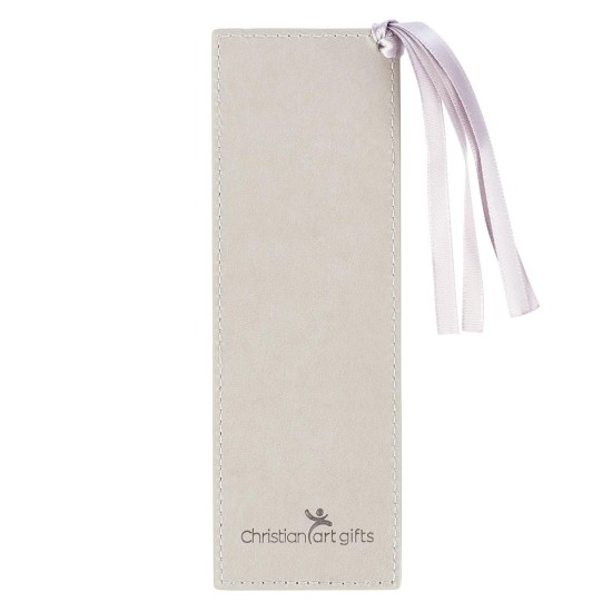 Strength & Dignity Taupe Faux Leather Bookmark – Proverbs 31:25