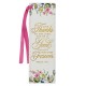 Give Thanks White Floral Faux Leather Bookmark - Psalm 107:1