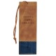 Be Strong and Courageous Butterscotch and Navy Faux Leather Bookmark - Joshua 1:9