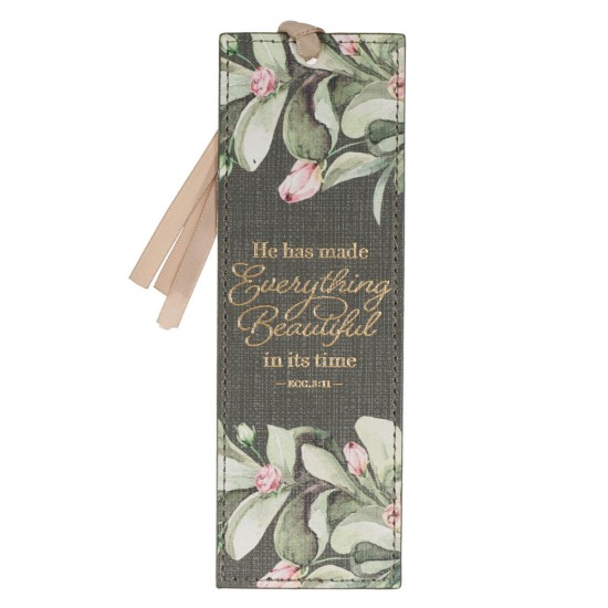 Everything Beautiful Green Faux Leather Bookmark - Ecclesiastes 3:11 Everything Beautiful Green Faux Leather Bookmark - Ecclesiastes 3:11