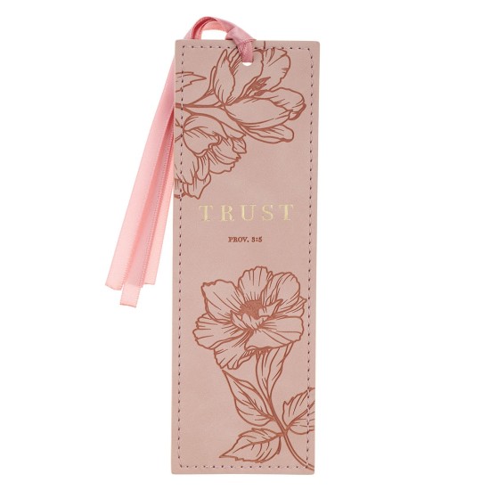 Trust Mottled Blush Faux Leather Bookmark - Proverbs 3:5 Trust Mottled Blush Faux Leather Bookmark - Proverbs 3:5