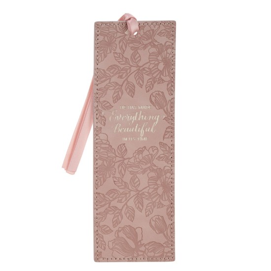 Everything Beautiful Blush Floral Faux Leather Bookmark - Ecclesiastes 3:11 Everything Beautiful Blush Floral Faux Leather Bookmark - Ecclesiastes 3:11