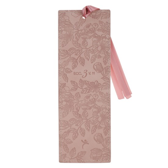Everything Beautiful Blush Floral Faux Leather Bookmark - Ecclesiastes 3:11 Everything Beautiful Blush Floral Faux Leather Bookmark - Ecclesiastes 3:11