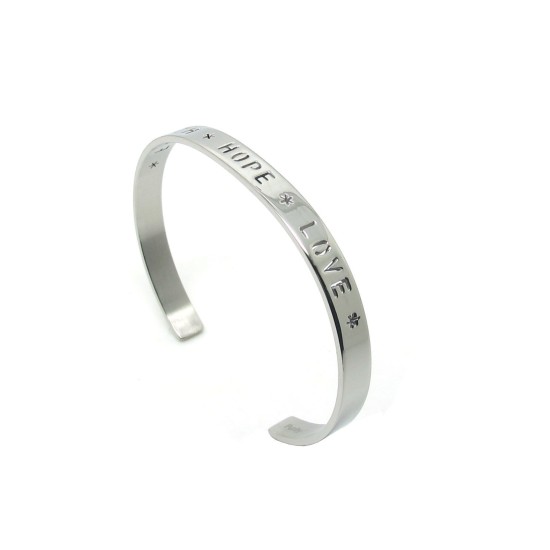 Steel with Bible Verse Blessing Cuff (Silver)