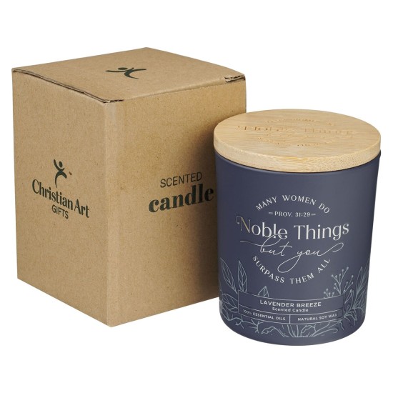 Noble Things Lavender Breeze Candle in a Glass Jar - Proverbs 31:29