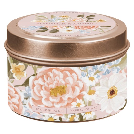 Strength and Dignity Grapefruit Grove Candle in a Tin - Proverbs 31:25 Strength and Dignity Grapefruit Grove Candle in a Tin - Proverbs 31:25